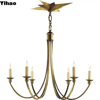 comprar 60 vatios de acabado cromado cristal de bronce lámpara de candelería de vestíbulo con 6 luces fabricación en línea