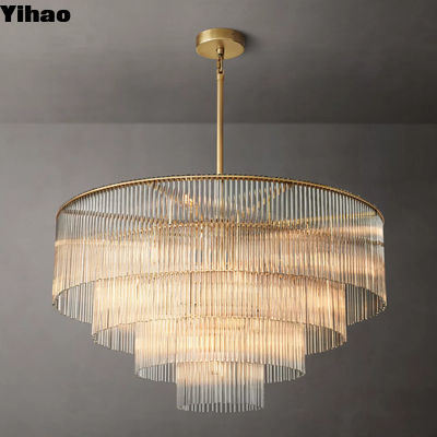 comprar Candelario de cristal de vidrio de cobre luz de techo Candelario redondo Amadeo 40' fabricación en línea