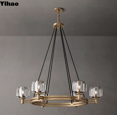 comprar Lámpara de cristal de latón hecha a medida Lámpara de cristal redonda demareta Vintage Lámpara de cristal redonda 36' fabricación en línea