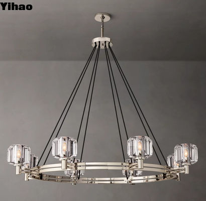 comprar Niquel / latón / bronce acabado hecho a medida candelabro techo montado 48' Diámetro 7' H fabricación en línea