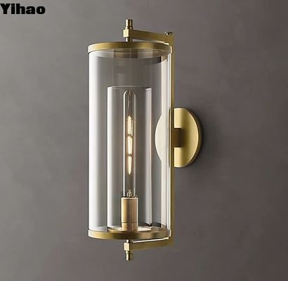 comprar Sombra interior cilíndrica K9 Vidrio ornamentales de pared Sconces acabado de bronce fabricación en línea