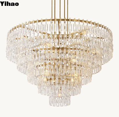 comprar Casa de granja de cristal de latón gran vestíbulo colgante luz acabado de cromo fabricación en línea