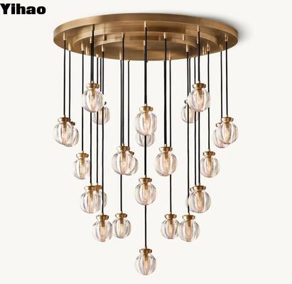 comprar 110-220V Cristal de la lámpara de antorcha de luz de techo de perla de la lámpara de antorcha redonda fabricación en línea