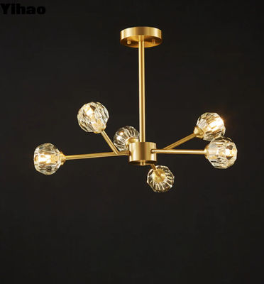 comprar Candelario de cluster de esfera de cristal redonda personalizada para montaje de techo interior fabricación en línea