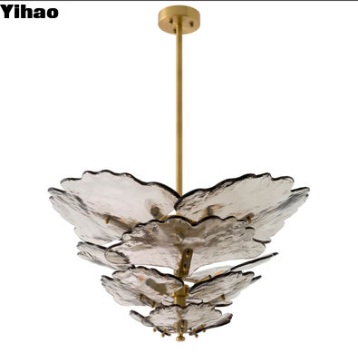 comprar Lujo moderno gran lámpara de cristal de latón para el comedor interior Decoración de techo montaje fabricación en línea