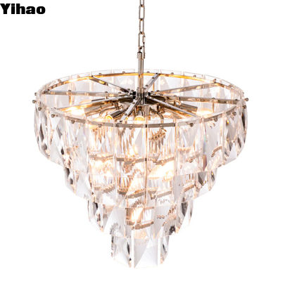 comprar Multi-Tier Contemporáneo Cristal LED Lustrero de hierro redondo para el salón Hotel dormitorio fabricación en línea
