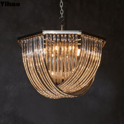 comprar Colgante de cristal de cristal de techo montado Lustrero con acabado de latón fabricación en línea