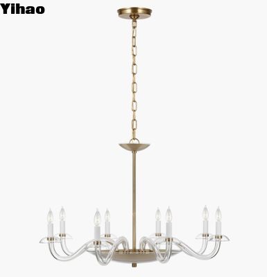 comprar PCD 5020 Brigitte Gran candelabro Vidrio transparente y níquel pulido / latón antiguo frotado a mano fabricación en línea