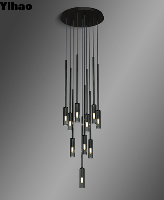 comprar Lámpara de araña circular moderna de latón con altura ajustable y colgante de cristal ovalado fabricación en línea
