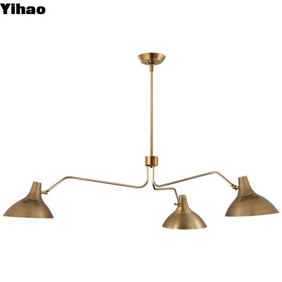 comprar YH Industrial Vintage Copper Brass Crystal Chandelier con luz LED blanca cálida 3500K y altura ajustable para la cocina sala de estar fabricación en línea