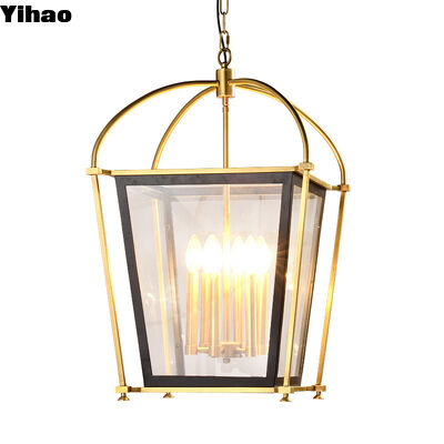 comprar Yihao Custom Simple Creative Design Linterna de jaula de latón LED colgante de luz con garantía de 3 años para la isla de la cocina fabricación en línea