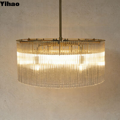 comprar Cuatro capas Antiguo candelabro de latón con cristal de vidrio LED luz colgante para comedor de techo alto fabricación en línea