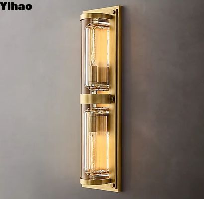 Lámparas de pared decorativas de vidrio K9 Dos Sconce de pared de cristal de oro de 40W