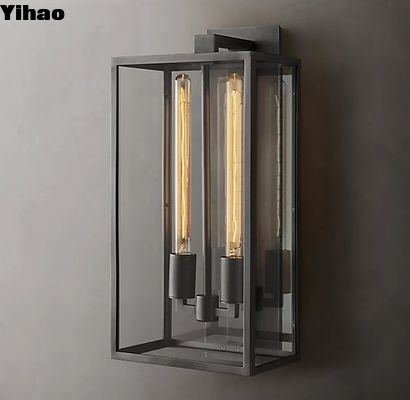 Lámpara de pared de latón negro y latón de vidrio de latón 110V-120V