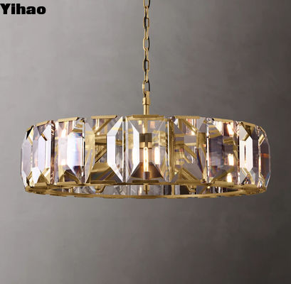 Harlow Crystal Round Chandelier 43 '' de latón RH Crystal Chandelier con lámpara hacia arriba