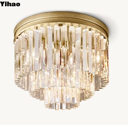 Lámparas de techo de lujo de marco de anillo múltiple K9 de vidrio de pared de luz de montaje
