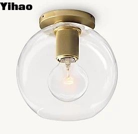 Luces de techo de lujo de vidrio soplado de bronce de montaje de luz 40w