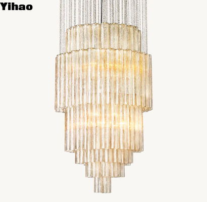 Luz de lujo de latón de cristal de tambor 30' 85-265 Volts Solución de iluminación