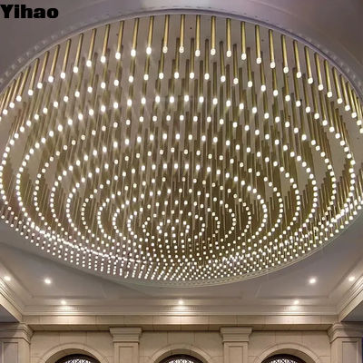 Lujo cristal de alta gama modernos candelabros Iluminación para el vestíbulo del hotel 110-240V