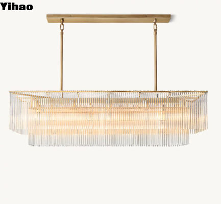 Amadeo Rectangular Modern Glass Chandelier con cableado 110-240V
