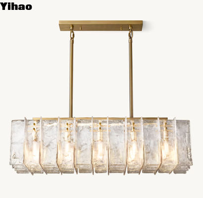 Candela de vidrio moderno de malla rectangular de 49' montado en el techo