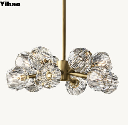 Círculo de cristal de latón cristal de vidrio transparente Lustrero redondo de 24' de bronce Lacado quemado