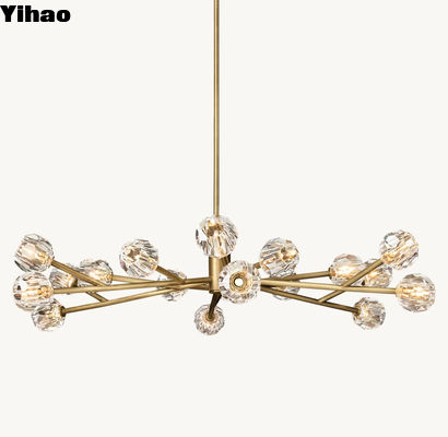 18-Light Brass Clear Crystal Round Chandelier La solución perfecta para la iluminación de interiores