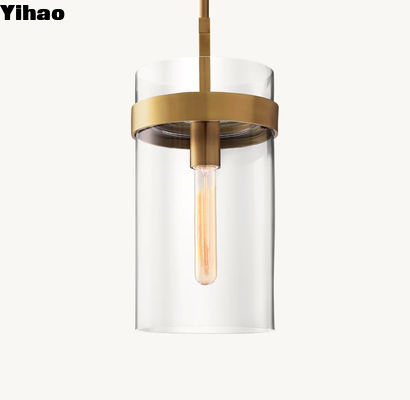 Fuente de alimentación cableada de cristal de latón simple y lámpara de araña simple colgante Ravelle de 10 pulgadas con 1 luz