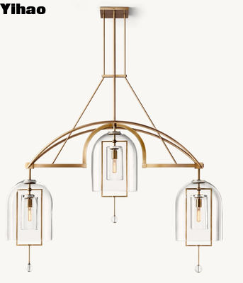 43 kg Fulcrum Linear Cristal de latón lámpara de cristal con dimensiones 155cm W x 34cm D x 142cm H