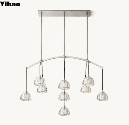 Estilo de vidrio Lustrero de cristal moderno dorado con dimensión D 122cm