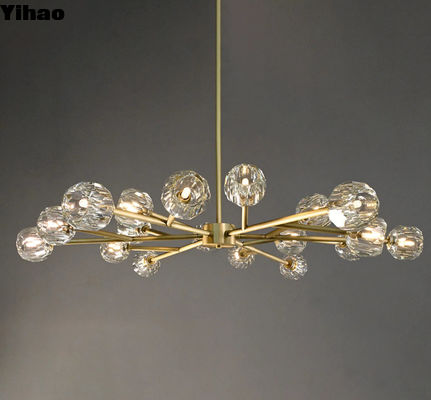 Moderno lujoso candelabro redondo de estilo cristal con montaje de latón D 153cm