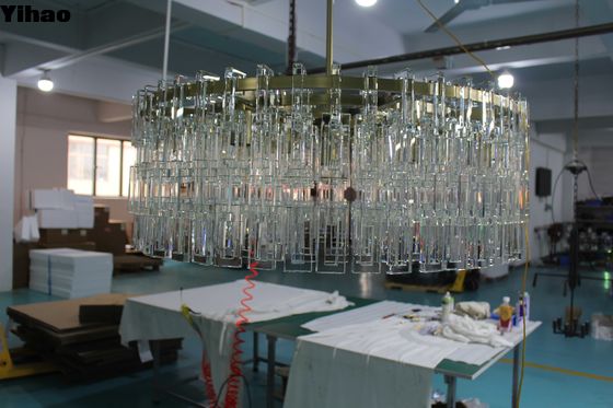 LED Moderno Marignan Rectangular Lustrero 152cm Lustrero de cristal En acabado de latón redondo