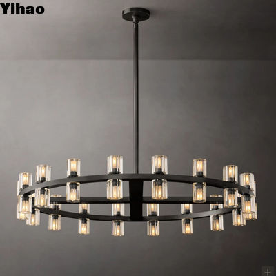 Elegante lámpara de cristal con acabado cromado de 140 cm de diámetro