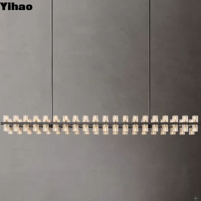 Lujo Gran Oro Rectangular lámpara de luces LED Decoración Moderna Cuarto de cristal colgando para el dormitorio Salón
