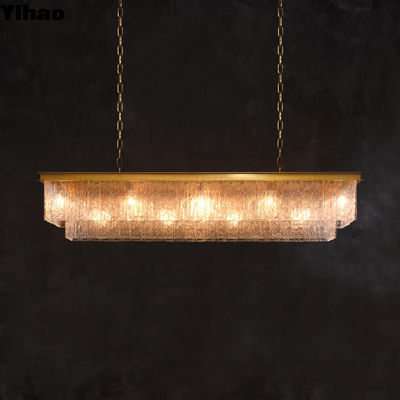 Montado en el techo Lustrero de cristal interior con corteza Colgante rectangular Dimensión 124cm/49