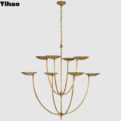 Modern Brass Crystal Chandelier Pendant Light con altura ajustable Blanco cálido 3500K y 5 años de garantía