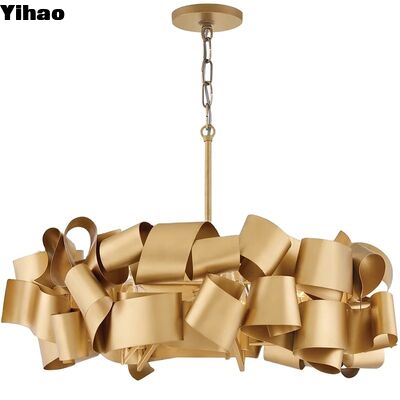 Yihao Luxury Moderno de altura ajustable Cristal de latón lámpara de cristal con LED blanco caliente 3500K y 3 años de garantía
