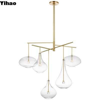 Modern Luxury Brass Body Crystal Shade Pendant Light con iluminación suspendida LED blanca cálida de 3500K