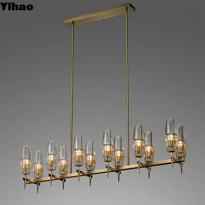 Diseño personalizable de bronce y vidrio luz colgante con 50000 horas de vida útil para el candelabro de lujo moderno