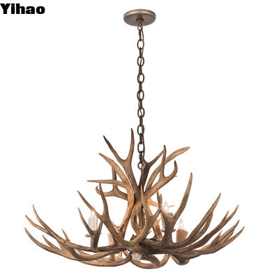 Lámpara colgante de venado de madera con LED blanco neutro de 4100K y altura ajustable para decoración de hotel vintage