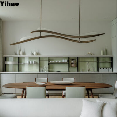 Corpo de latón Cristal de sombra de la lámpara con 3500K cálido blanco LED luz colgante para comedor de techo alto