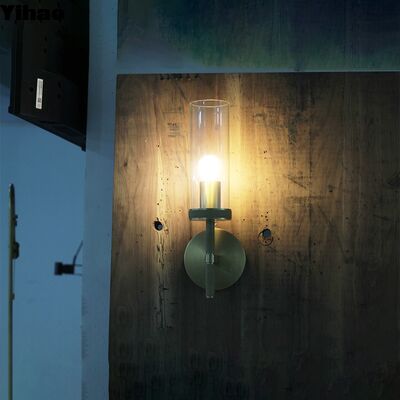 Lámpara de pared LED de vidrio transparente hecha a mano con oro negro Decoración de vidrio para sala de estar en blanco cálido de 3500K